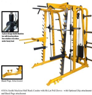 PowerBody #585A Smith Machine Half Rack With Hi Lat/Low Row Combo