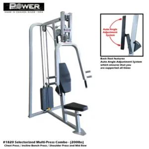 PowerBody #1820 Selectorized Multi-press Combo (Chest Press/incline Press/shoulder Press/mid Row)