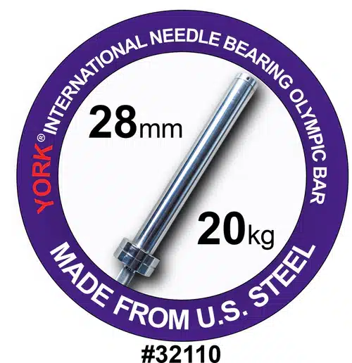 York Barbell #32110 Mens Oly Needle Bearing Bar Made In Canada 28mm ...