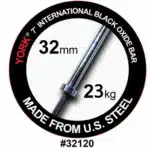 York Barbell #32120 York Barbell International Black Oxide Olympic Bar - 7ft (32mm)